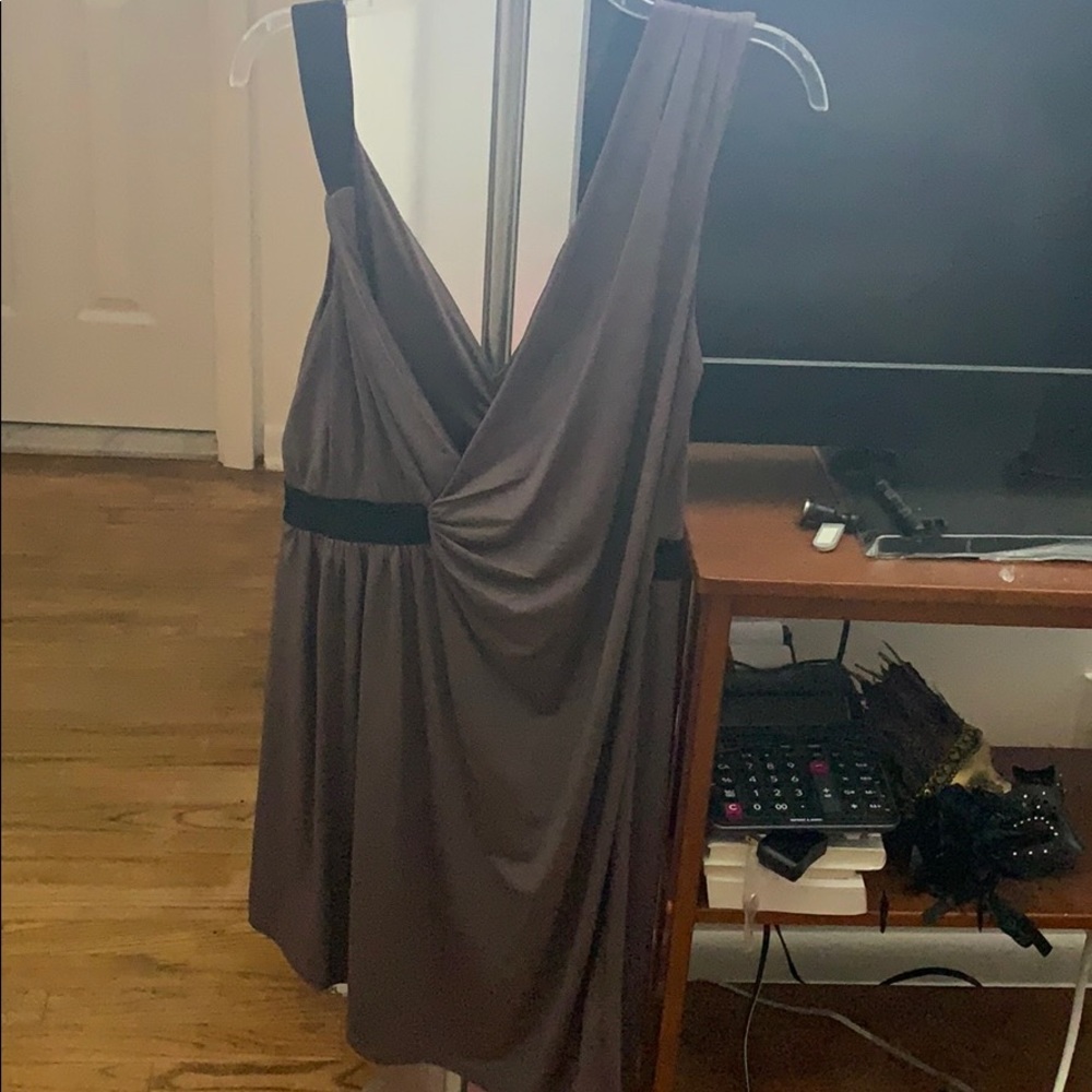 No sleeve tan (looks purple in some light) dress